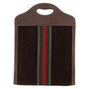 GUCCI Web Sherry Line Hand Bag Leather Suede Brown Auth BA8488-2