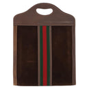 GUCCI Web Sherry Line Hand Bag Leather Suede Brown Auth BA8488-3