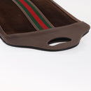 GUCCI Web Sherry Line Hand Bag Leather Suede Brown Auth BA8488-6