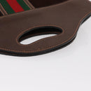 GUCCI Web Sherry Line Hand Bag Leather Suede Brown Auth BA8488-7