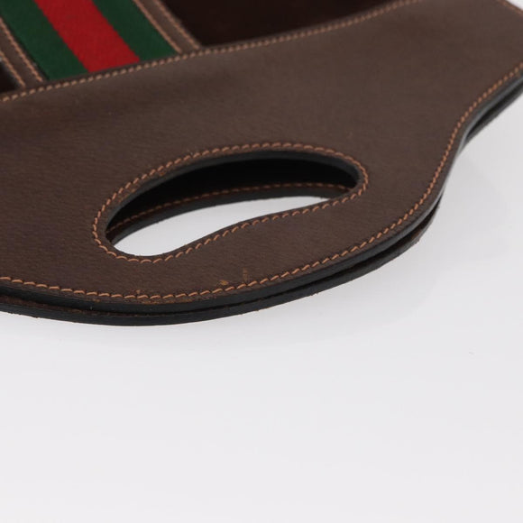 GUCCI Web Sherry Line Hand Bag Leather Suede Brown Auth BA8488