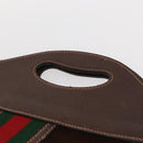 GUCCI Web Sherry Line Hand Bag Leather Suede Brown Auth BA8488-8
