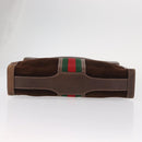 GUCCI Web Sherry Line Hand Bag Leather Suede Brown Auth BA8488-9