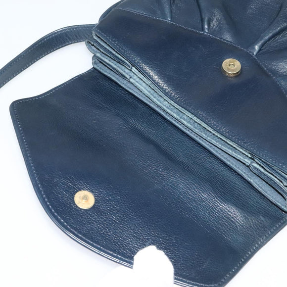 GUCCI Shoulder Bag Leather Navy Auth BA849