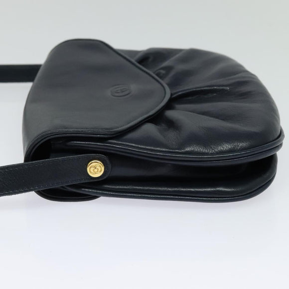 GUCCI Shoulder Bag Leather Navy Auth BA849