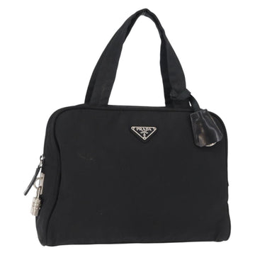 PRADA Hand Bag Nylon Black Silver Auth BA8490