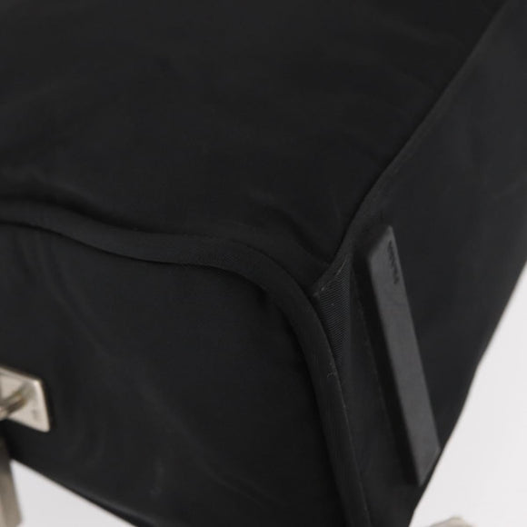 PRADA Hand Bag Nylon Black Silver Auth BA8490