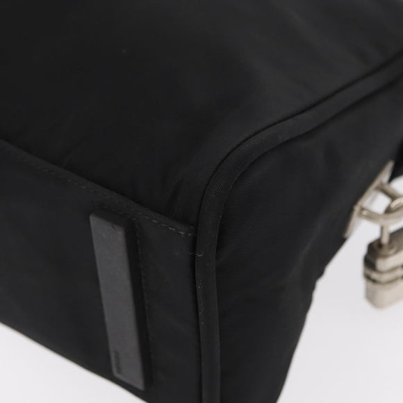 PRADA Hand Bag Nylon Black Silver Auth BA8490