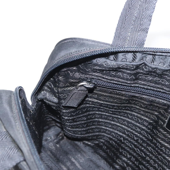 PRADA Hand Bag Nylon Black Silver Auth BA8490