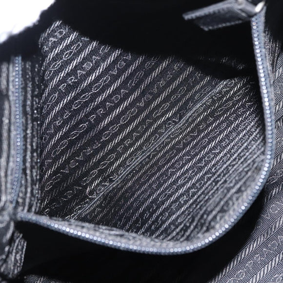 PRADA Hand Bag Nylon Black Silver Auth BA8490