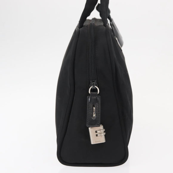 PRADA Hand Bag Nylon Black Silver Auth BA8490