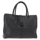 CHANEL Tote Bag Leather Black Silver CC Auth BA8491-1