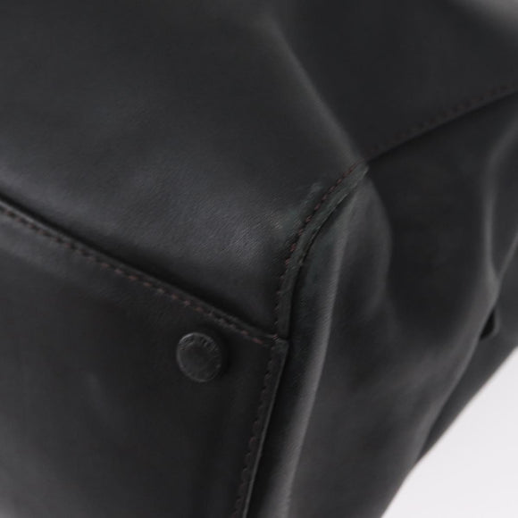 CHANEL Tote Bag Leather Black Silver CC Auth BA8491