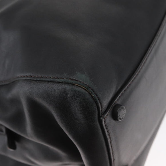 CHANEL Tote Bag Leather Black Silver CC Auth BA8491