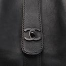 CHANEL Tote Bag Leather Black Silver CC Auth BA8491-18