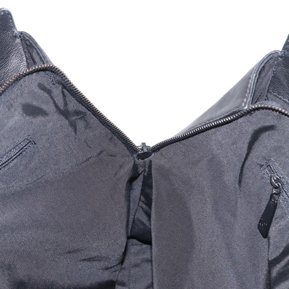 CHANEL Tote Bag Leather Black Silver CC Auth BA8491