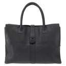 CHANEL Tote Bag Leather Black Silver CC Auth BA8491-13
