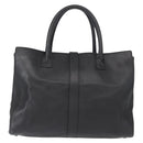 CHANEL Tote Bag Leather Black Silver CC Auth BA8491-2