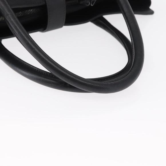 CHANEL Tote Bag Leather Black Silver CC Auth BA8491