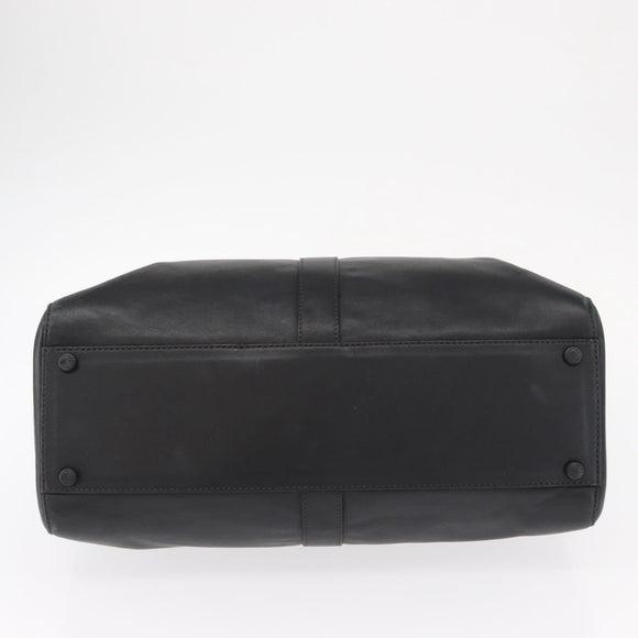 CHANEL Tote Bag Leather Black Silver CC Auth BA8491