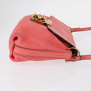 Chloe Elsie Shoulder Bag Leather Pink Gold Auth BA8492-4