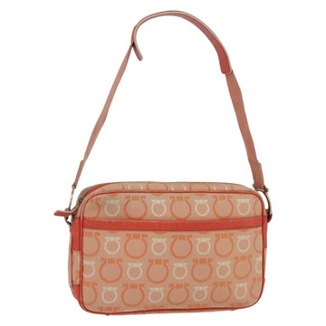 Salvatore Ferragamo Gancini Shoulder Bag Canvas Orange Gold Auth BA8493