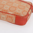 Salvatore Ferragamo Gancini Shoulder Bag Canvas Orange Gold Auth BA8493-9
