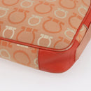 Salvatore Ferragamo Gancini Shoulder Bag Canvas Orange Gold Auth BA8493-15