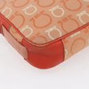 Salvatore Ferragamo Gancini Shoulder Bag Canvas Orange Gold Auth BA8493-16