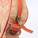 Salvatore Ferragamo Gancini Shoulder Bag Canvas Orange Gold Auth BA8493-17