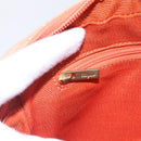 Salvatore Ferragamo Gancini Shoulder Bag Canvas Orange Gold Auth BA8493-18
