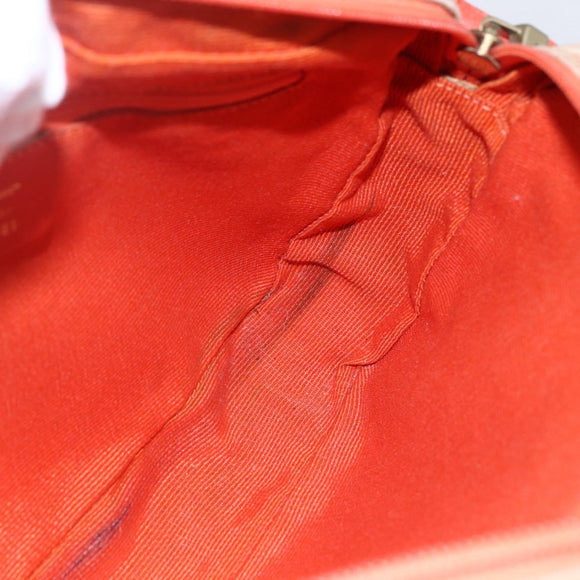 Salvatore Ferragamo Gancini Shoulder Bag Canvas Orange Gold Auth BA8493