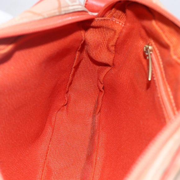 Salvatore Ferragamo Gancini Shoulder Bag Canvas Orange Gold Auth BA8493