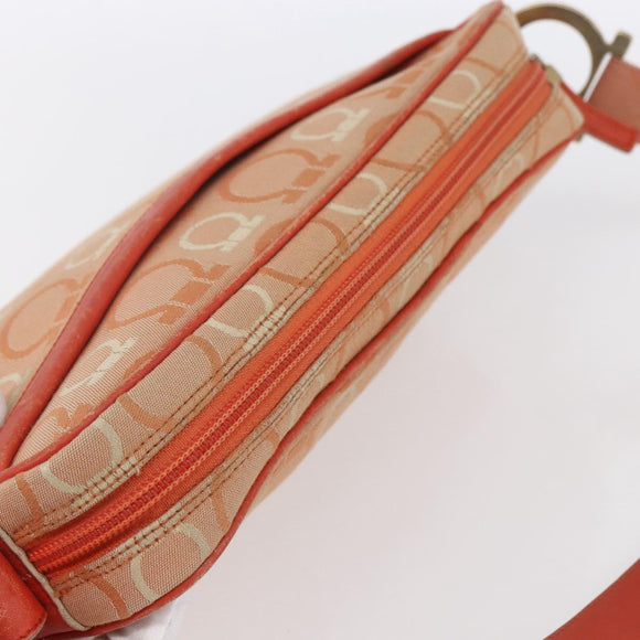 Salvatore Ferragamo Gancini Shoulder Bag Canvas Orange Gold Auth BA8493