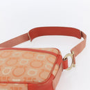 Salvatore Ferragamo Gancini Shoulder Bag Canvas Orange Gold Auth BA8493-8