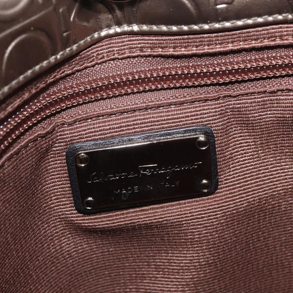 Salvatore Ferragamo Gancini Shoulder Bag Enamel Gold Auth BA8494