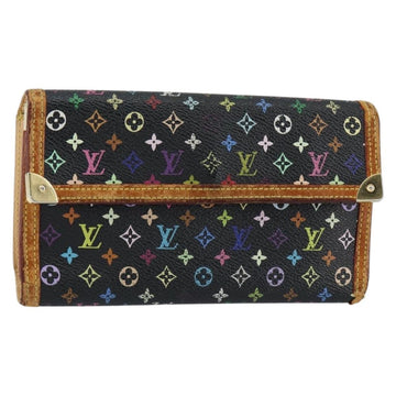 LOUIS VUITTON Monogram Multicolor Porte Tresor Wallet Black M92658 Auth BA8497
