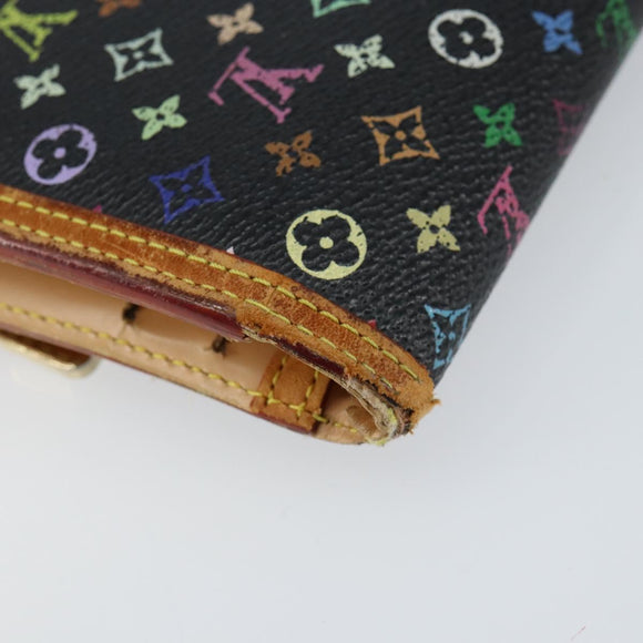 LOUIS VUITTON Monogram Multicolor Porte Tresor Wallet Black M92658 Auth BA8497