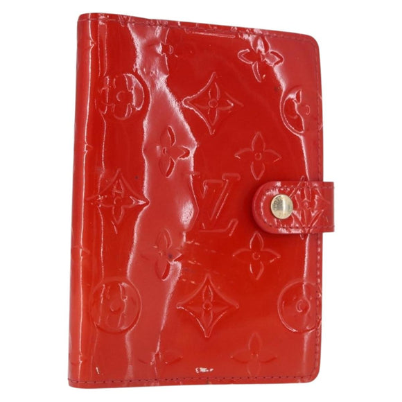 LOUIS VUITTON Monogram Vernis Agenda PM Day Planner Cover Red R21016 Auth BA8518