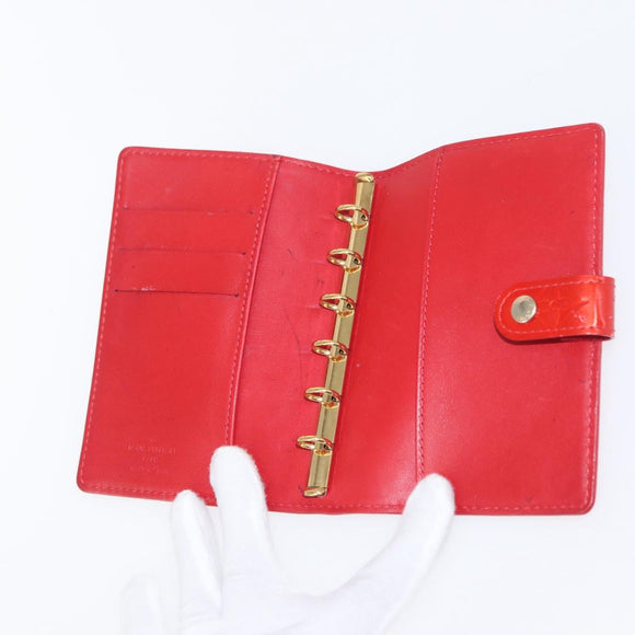 LOUIS VUITTON Monogram Vernis Agenda PM Day Planner Cover Red R21016 Auth BA8518
