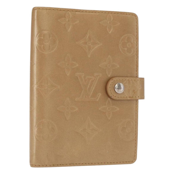 LOUIS VUITTON Monogram Mat Agenda PM Day Planner Cover Beige R20934 Auth BA8519
