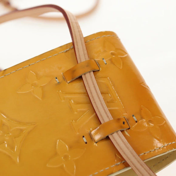 LOUIS VUITTON Monogram Vernis Green Case Lime Yellow M91052 LV Auth BA8521