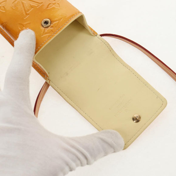 LOUIS VUITTON Monogram Vernis Green Case Lime Yellow M91052 LV Auth BA8521