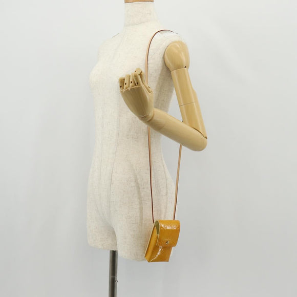 LOUIS VUITTON Monogram Vernis Green Case Lime Yellow M91052 LV Auth BA8521