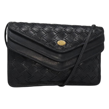 BALLY Shoulder Bag Leather Black Auth BA857