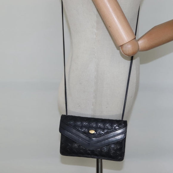 BALLY Shoulder Bag Leather Black Auth BA857