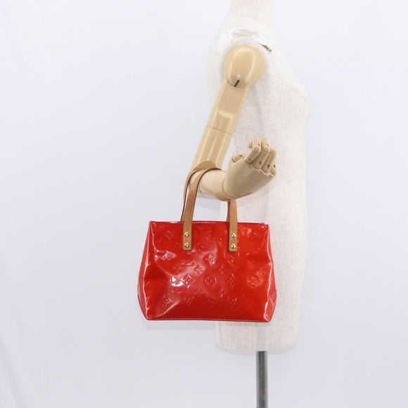 LOUIS VUITTON Monogram Vernis Reade PM Hand Bag Red Rouge M91088 LV Auth BA8598