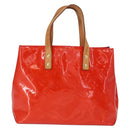 LOUIS VUITTON Monogram Vernis Reade PM Hand Bag Red Rouge M91088 LV Auth BA8598-2