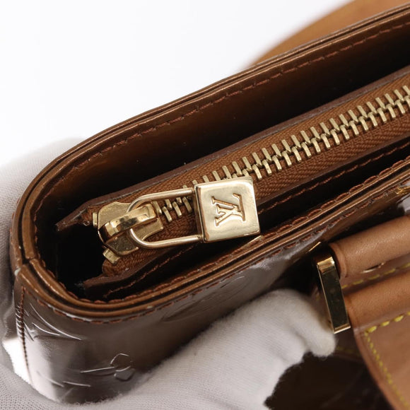 LOUIS VUITTON Monogram Vernis Houston Hand Bag Bronze M91122 LV Auth BA8601