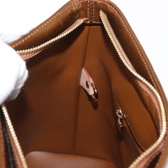 LOUIS VUITTON Monogram Vernis Houston Hand Bag Bronze M91122 LV Auth BA8601